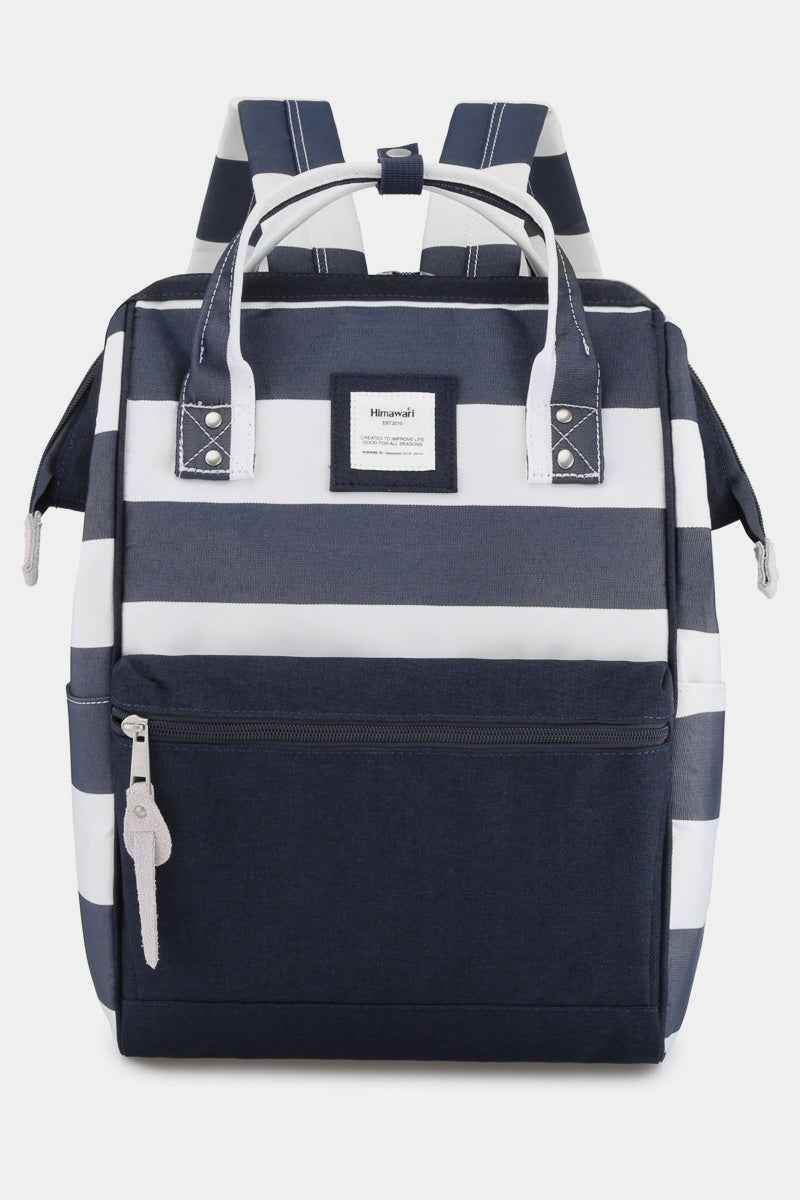 Himawari Striped Waterproof Nylon Backpack Bag with Side Pockets - Damned Threads